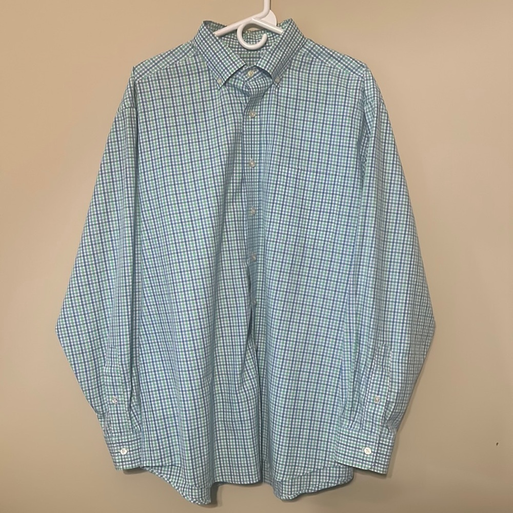 Vineyard Vines Men’s 100% Cotton Plaid Shirt Long Sleeve Blue/Green Size XL